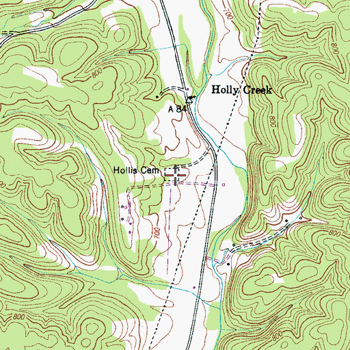 Topographic Map of Hollis Cemetery, TN