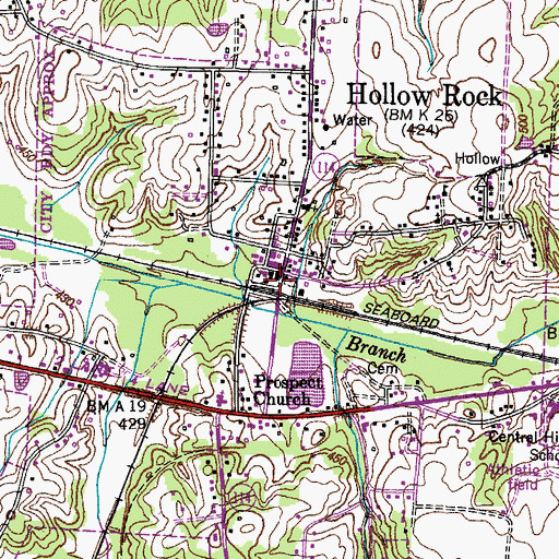 Topographic Map of Hollow Rock, TN