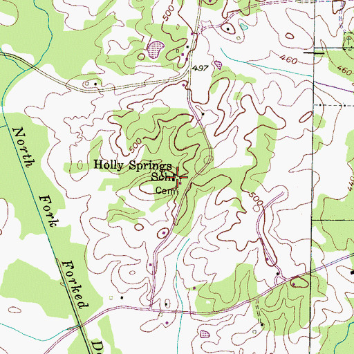 Topographic Map of Holly Springs School, TN