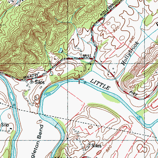 Topographic Map of Hollybrook Branch, TN
