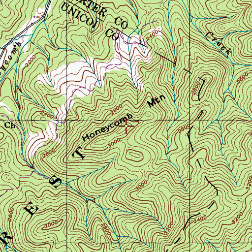 Topographic Map of Honeycomb Mountain, TN