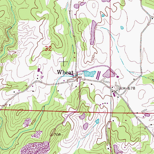 Topographic Map of Wheat, AL