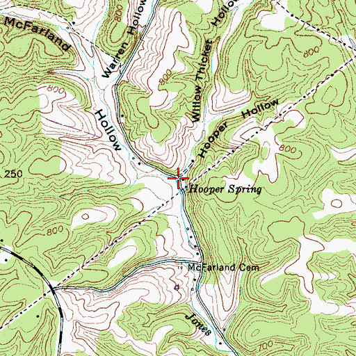 Topographic Map of Hooper Hollow, TN