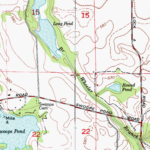 Topographic Map of Wheeler Branch, AL