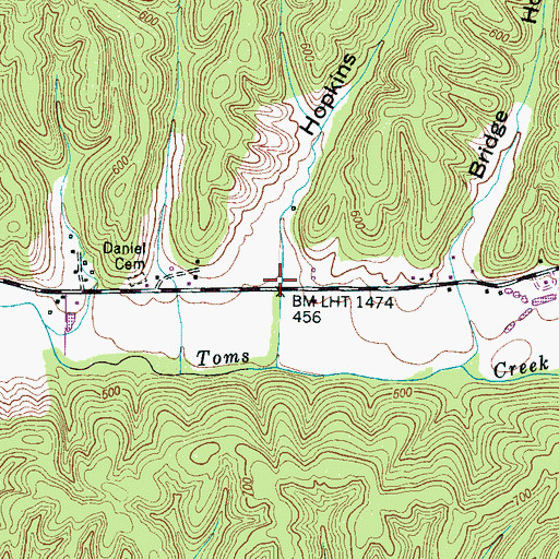 Topographic Map of Hopkins Hollow, TN