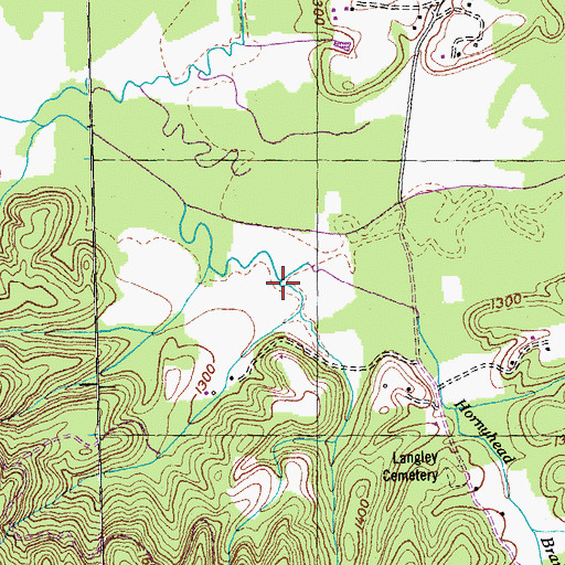 Topographic Map of Hornyhead Branch, TN