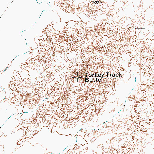 Topographic Map of Turkey Track Butte, AZ