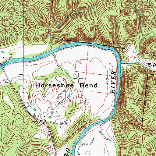 Topographic Map of Horseshoe Bend, TN