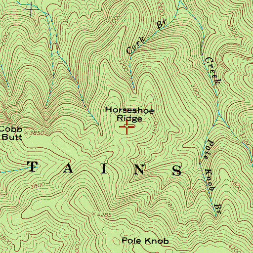 Topographic Map of Horseshoe Ridge, TN