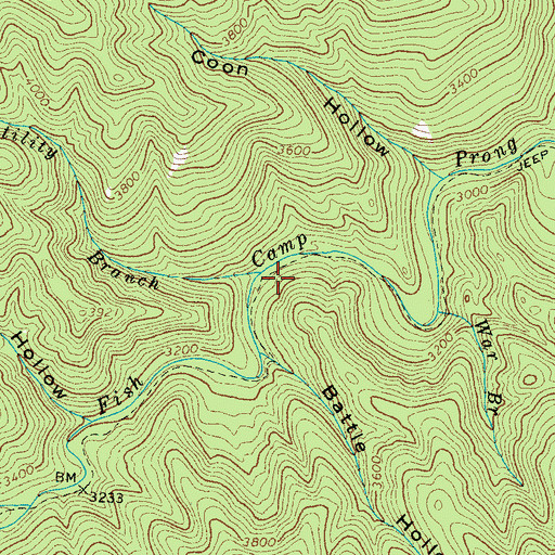 Topographic Map of Hostility Branch, TN