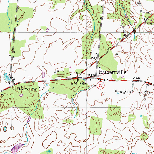 Topographic Map of Hubertville, TN