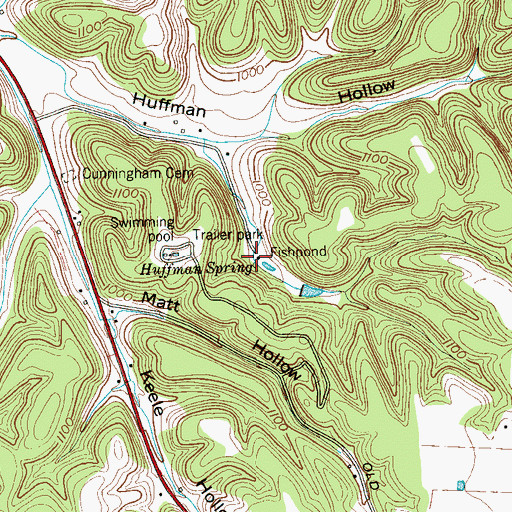 Topographic Map of Huffman Spring, TN