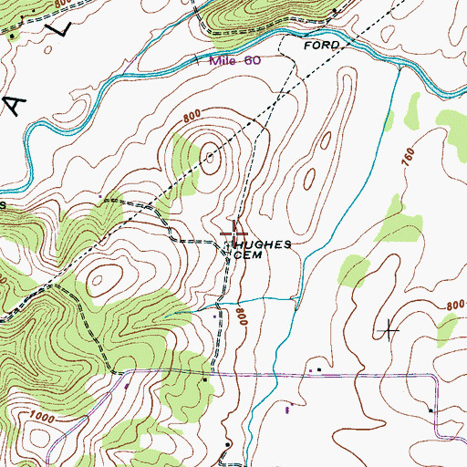 Topographic Map of Hughes Cemetery, TN