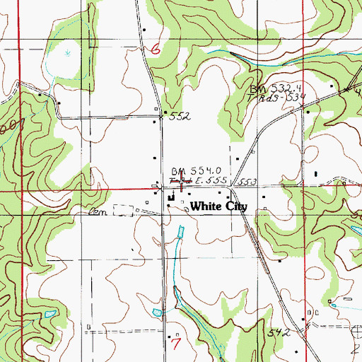 Topographic Map of White City, AL