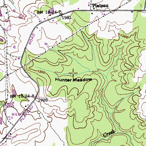 Topographic Map of Hunter Meadow, TN