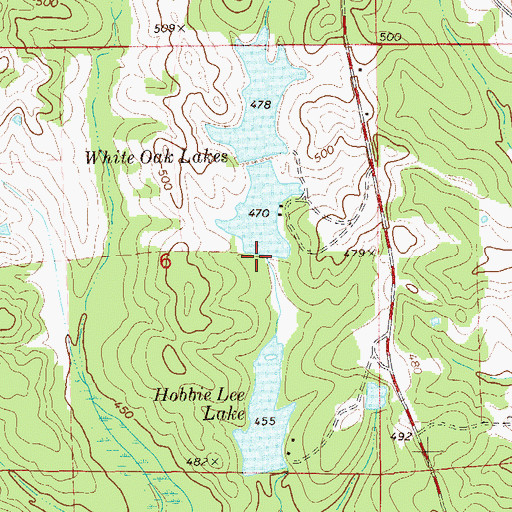 Topographic Map of White Oak Lakes, AL