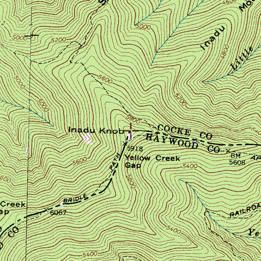 Topographic Map of Inadu Knob, TN