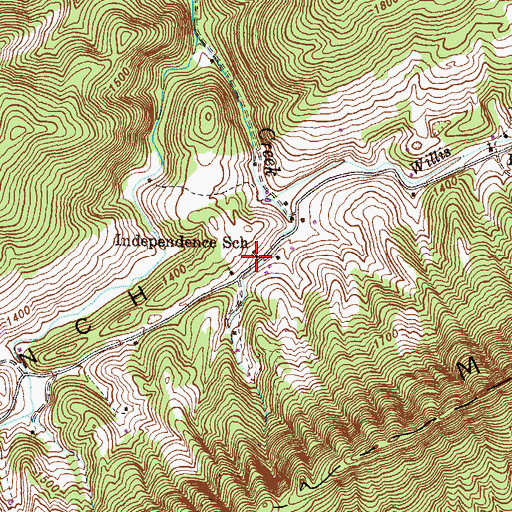 Topographic Map of Independence School, TN