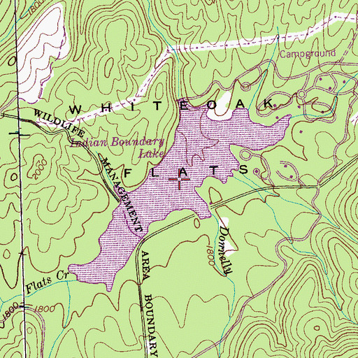 Topographic Map of Indian Boundary Lake, TN