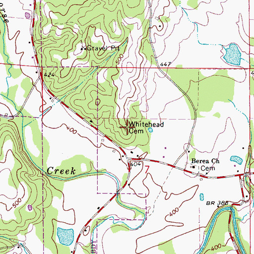 Topographic Map of Whitehead Cemetery, AL