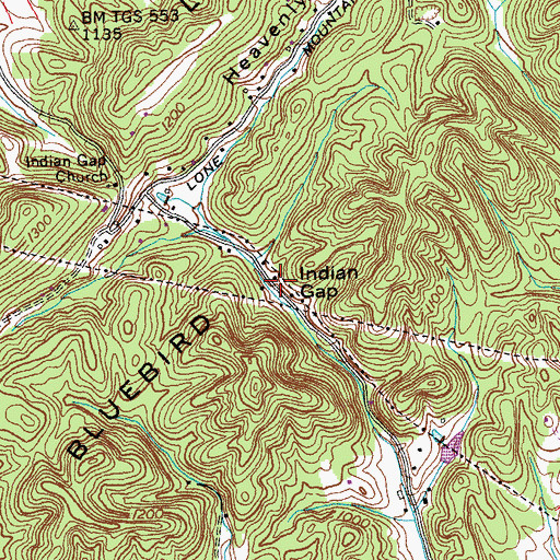 Topographic Map of Indian Gap, TN