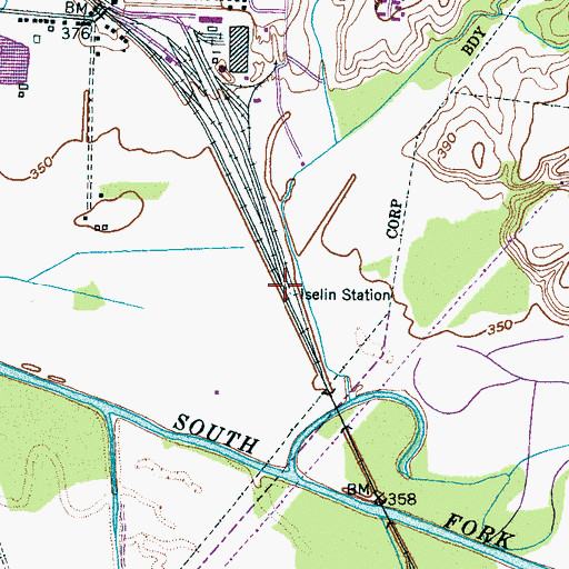 Topographic Map of Iselin Station, TN