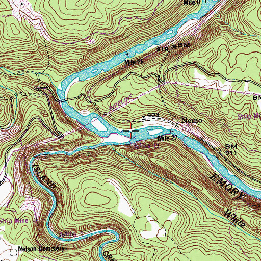 Topographic Map of Island Creek, TN