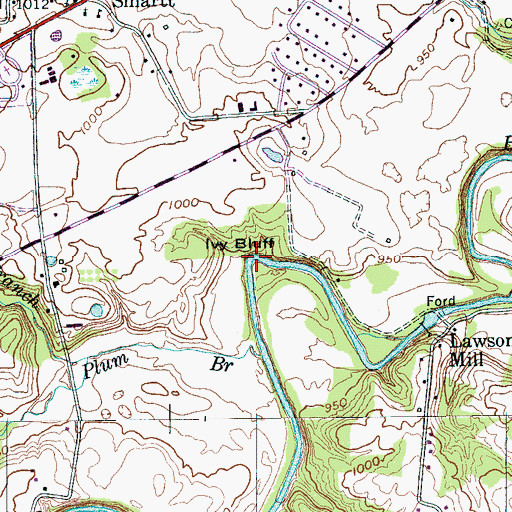 Topographic Map of Ivy Bluff, TN