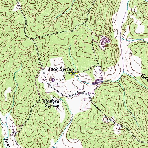Topographic Map of Jack Spring, TN