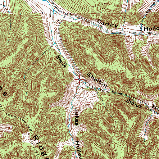 Topographic Map of Jakes Hollow, TN