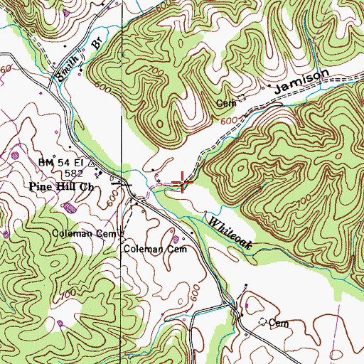 Topographic Map of Jamison Hollow, TN