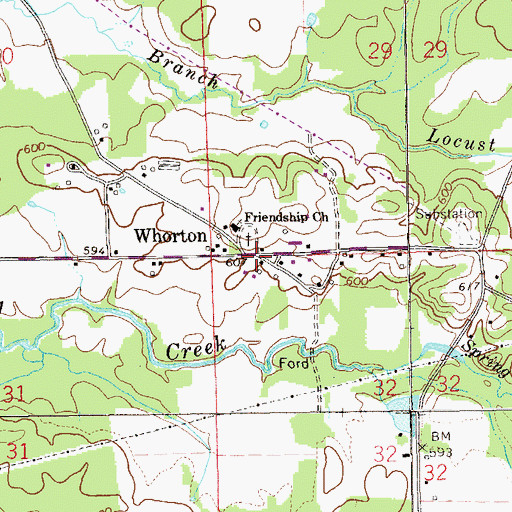 Topographic Map of Whorton, AL