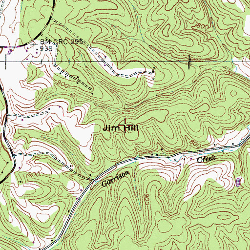 Topographic Map of Jim Hill, TN