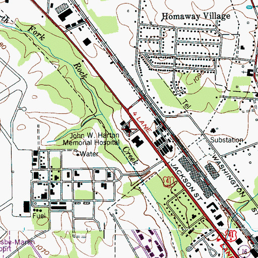 Topographic Map of Harton Regional Medical Center, TN