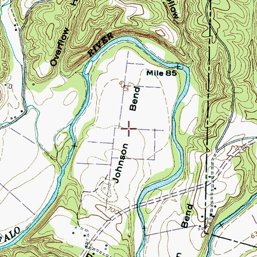 Topographic Map of Johnson Bend, TN