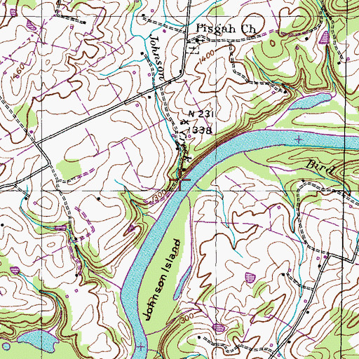 Topographic Map of Johnson Creek, TN