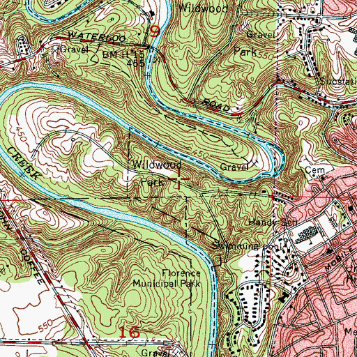 Topographic Map of Wildwood Park, AL