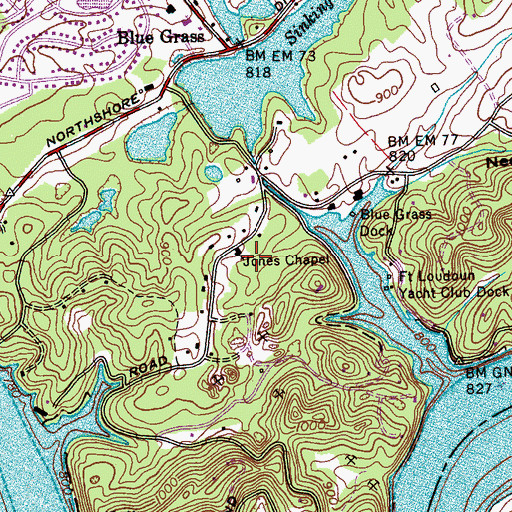 Topographic Map of Jones Chapel, TN