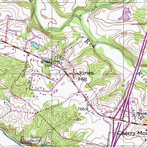Topographic Map of Jones Hill, TN