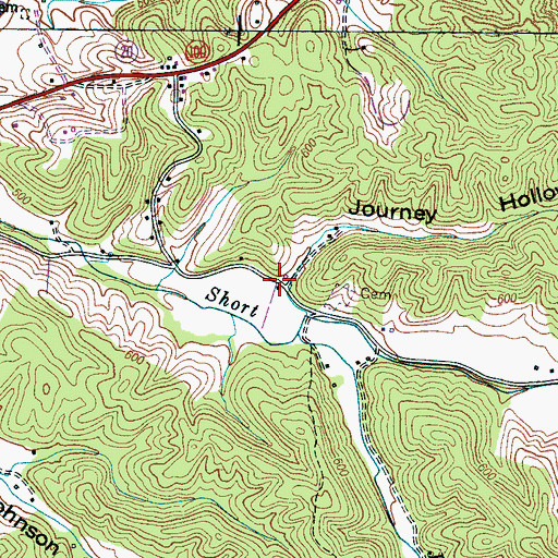 Topographic Map of Journey Hollow, TN