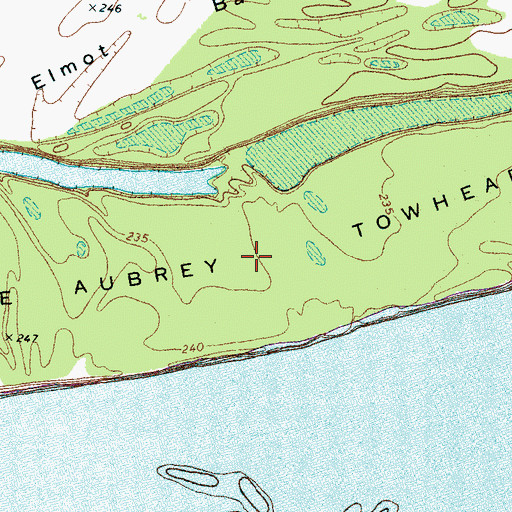 Topographic Map of Kate Aubrey Towhead, TN