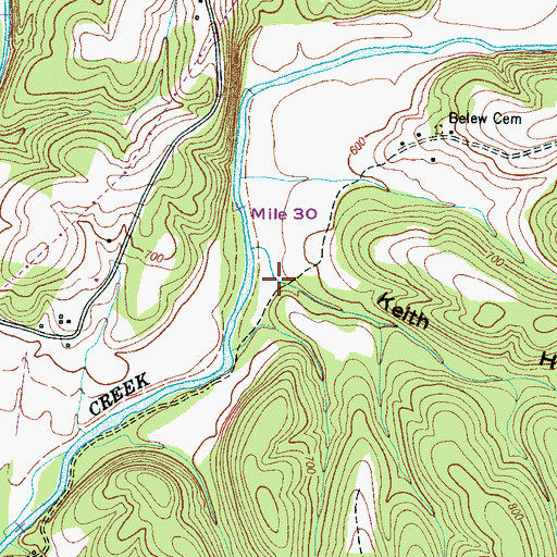 Topographic Map of Keith Hollow, TN