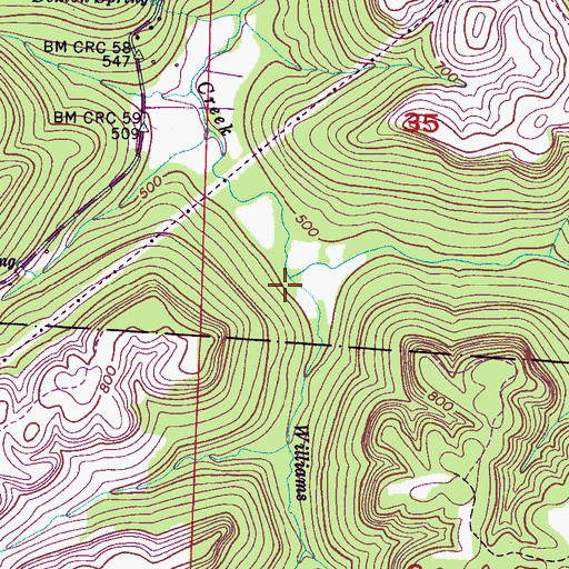 Topographic Map of Williams Branch, AL