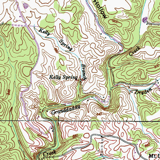 Topographic Map of Kelly Spring, TN