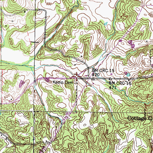 Topographic Map of Kemp Cemetery, TN