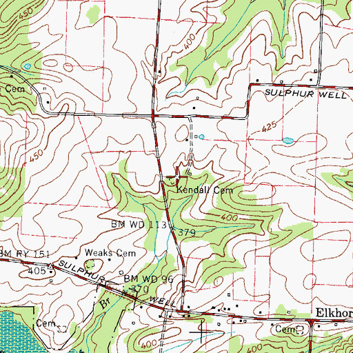 Topographic Map of Kendall Cemetery, TN