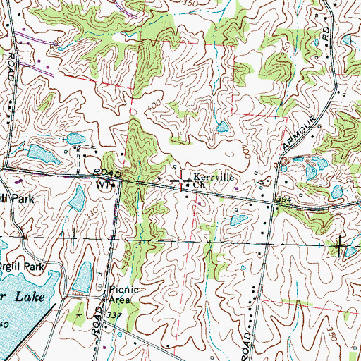 Topographic Map of Kerrville Church, TN