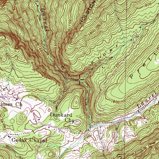 Topographic Map of Kiner Hollow, TN