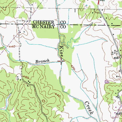 Topographic Map of King Branch, TN