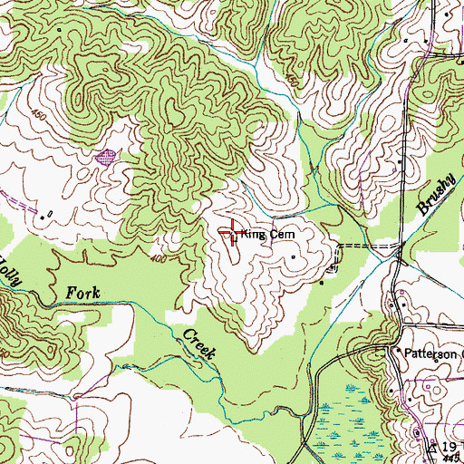 Topographic Map of King Cemetery, TN